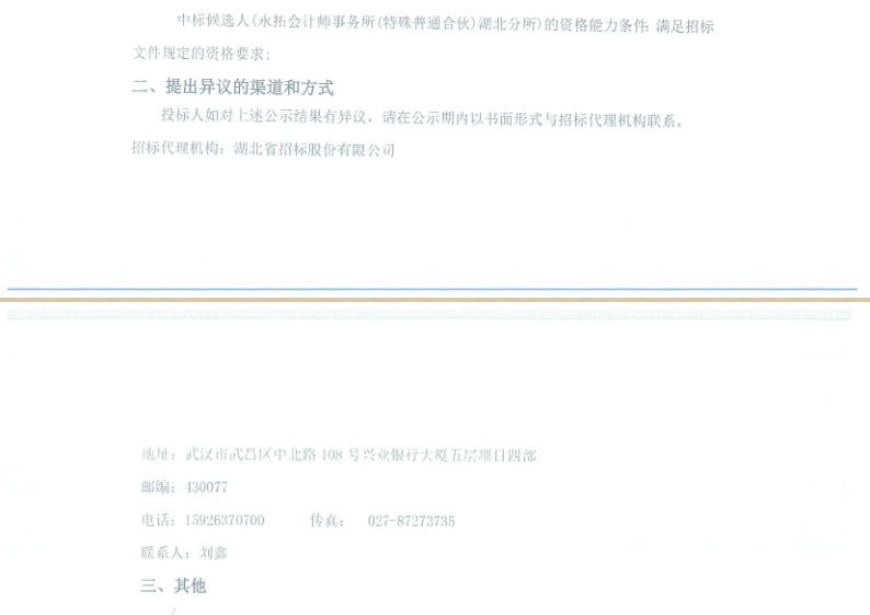 武漢中央商務區投資控股集團有限公司財務審計項目評標結果公示